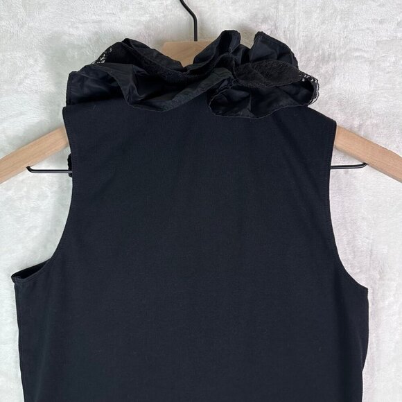 CABI Limited Edition Sleeveless Ruffle Top Black Tafia Lace Whimsygoth Blouse M - Picture 6 of 15